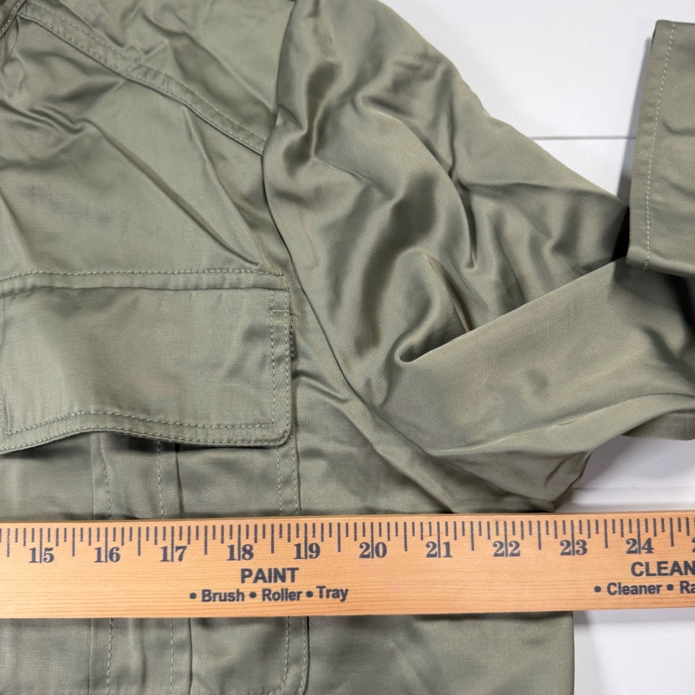 Chico's Utility Jacket Women 3P Olive Green Satin Anorak Field Coat 16P 18P - Picture 9 of 12